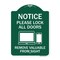 Signmission Please Lock All Doors Remove Valuables from Sight, Green & White Alum Sign, 18" x 24", GW-1824-23287 A-DES-GW-1824-23287 - alternate 1